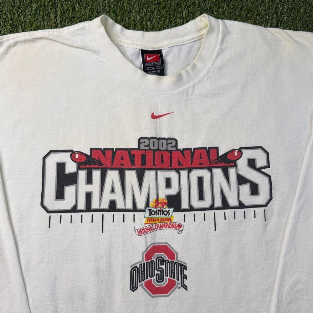2002 Nike Ohio State Buckeyes Champions Long Sleeve Shirt XL Center Swoosh Y2K